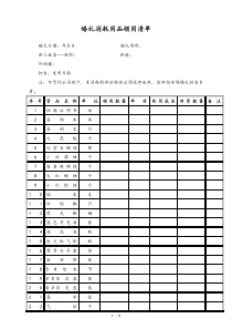 婚庆公司婚礼消耗用品领用清单