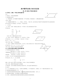 高中数学必修2知识点总结：第二章-直线与平面的位置关系