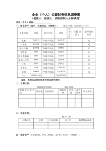 企业(个人)关键财务信息调查表