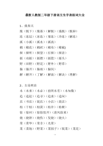 最新人教版二年级下册语文生字组词大全