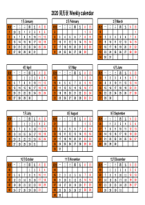 2020周历表简洁版