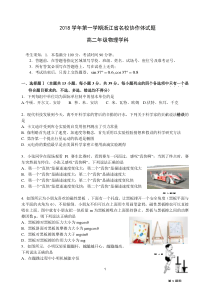 2018学年第一学期浙江省名校协作体_高二物理_试卷