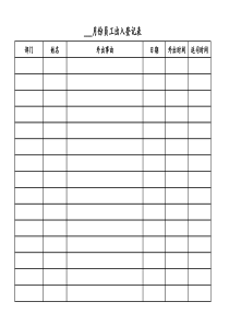 XX家居卖场员工出入登记表