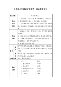 人教版小学二年级语文上册单元计划