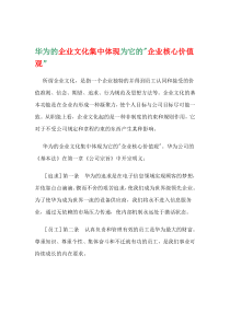 华为的企业文化集中体现为它的企业核心价值观（DOC 3页）