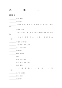 人教版高中英语必修一单词表默写版