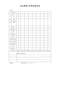 通用企业管理人员奖金核定表