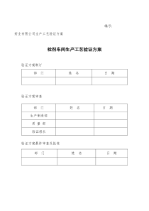 工艺验证方案示例