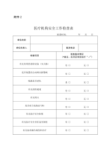 医疗机构安全工作检查表