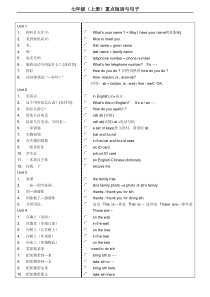 人教版新目标英语七年级上册重点短语词组与句子