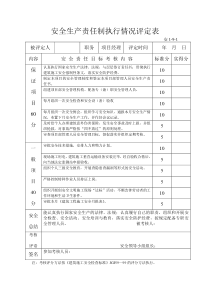 安全生产责任制执行情况评定表 (1)