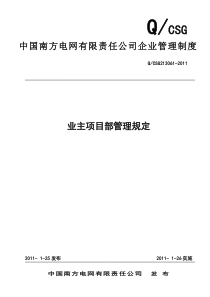 中国南方电网有限责任公司业主项目部管理规定