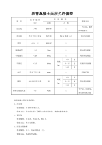 沥青混凝土面层允许偏差