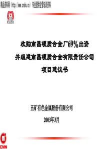 某着名咨询公司-五矿-收购南昌硬质合金厂项目建议书