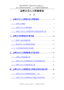 某着名咨询公司-金晖-人力资源规划咨询报告