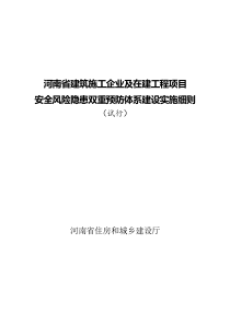 河南省建筑施工企业及在建工程项目安全生产风险隐患双重预防体系建设实施细则(试行)》2019.1.21