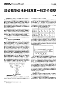 融资租赁信托计划及其一般定价模型