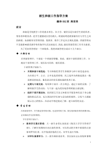 大学新生班级工作指导方案