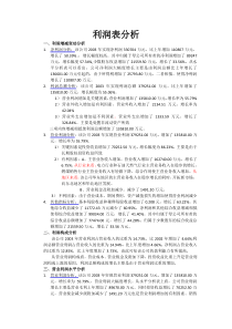 利润表分析模板