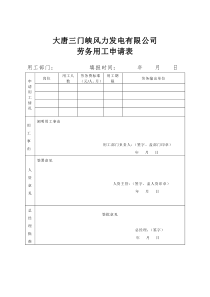 劳务用工申请表