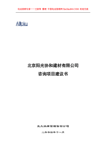 王家荣-北大纵横—北京某建材公司咨询项目计划书