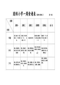 小学生一周食谱表