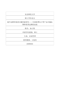 提升品牌价值的关键因素研究——全球消费电子类产品卓越品牌和优