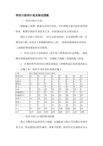 劳动力使用计划及保证措施