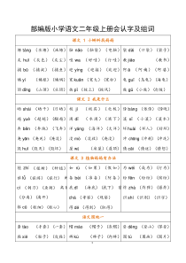 部编版小学语文二年级上册会认字注音和组词(全册识字表)