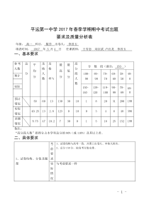 数学试卷质量分析表