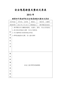 学校安全隐患排查及整改记录表