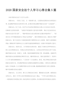 2020国家安全法个人学习心得合集5篇