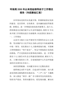 环保局20xx年以来党组领导班子工作情况报告(向巡察组汇报)