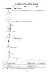 安徽省合肥市九年级上学期期中化学试卷