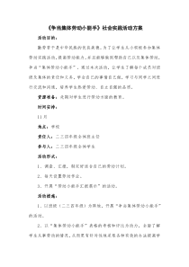 《争当集体劳动小能手》社会实践活动方案