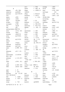 医护英语一级词汇表(一)