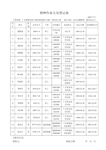 特种作业人员登记表