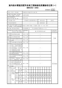 GD3020401室内给水管道及配件安装工程检验批质量验收记录（一）（二）