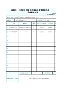 给排水分部(子分部)工程设备及主要材料进场监理检查记录