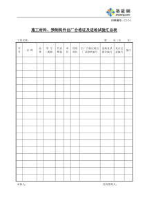 C2-2-1施工材料、预制构件出厂合格证及进场试验汇总表
