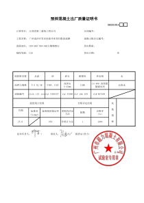 1、CK0+600~CK0+800右侧路缘石预拌混凝土出厂质量证明书