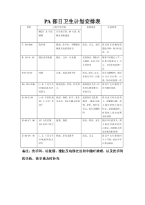 PA部卫生计划安排表