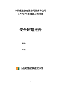 中石化股份有限公司济南分公司苯抽提工程项目安全监理报告