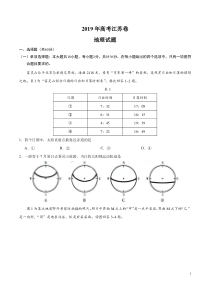 2019年江苏卷地理高考真题