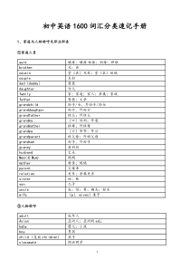 初中英语1600词汇分类速记手册