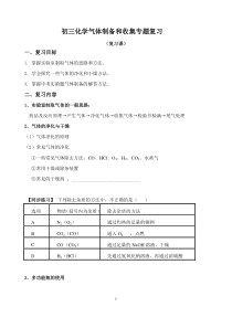 初三化学气体制备和收集专题复习