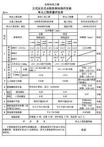 表3.8 立式反击式水轮机转动部件安装单元工程质量评定表（例表）