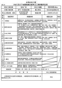 表5.10 35KV及以下电缆线路安装单元工程质量评定表（例表1）