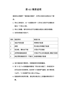 表4.1 空气压缩机安装单元工程质量评定表填表说明