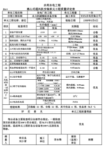 表4.9 离心式通风机安装单元工程质量评定表（例表）